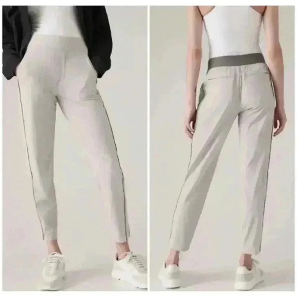 Athleta Pants - Athleta Womens Brooklyn Textured Ankle Pant Size 2 Gray/White Striped